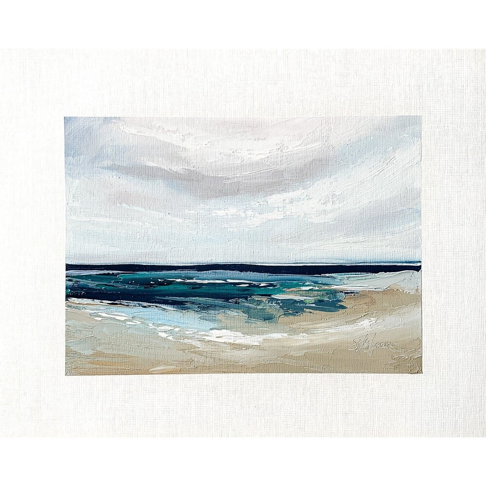 8x10 Original Oil Seascape Painting Clouds Beach Ocean Impressionist Art Signed